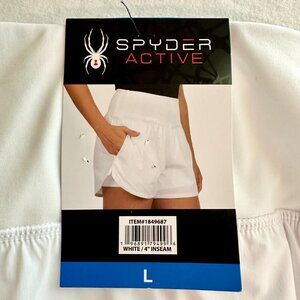 Spyder Women's Athletic Active Shorts L White With Compression Inner Shorts